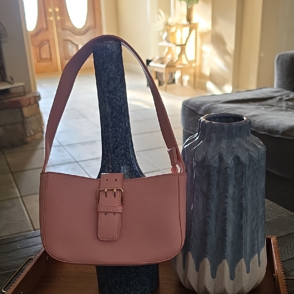 Pink Shoulder Bag with Buckle Detail